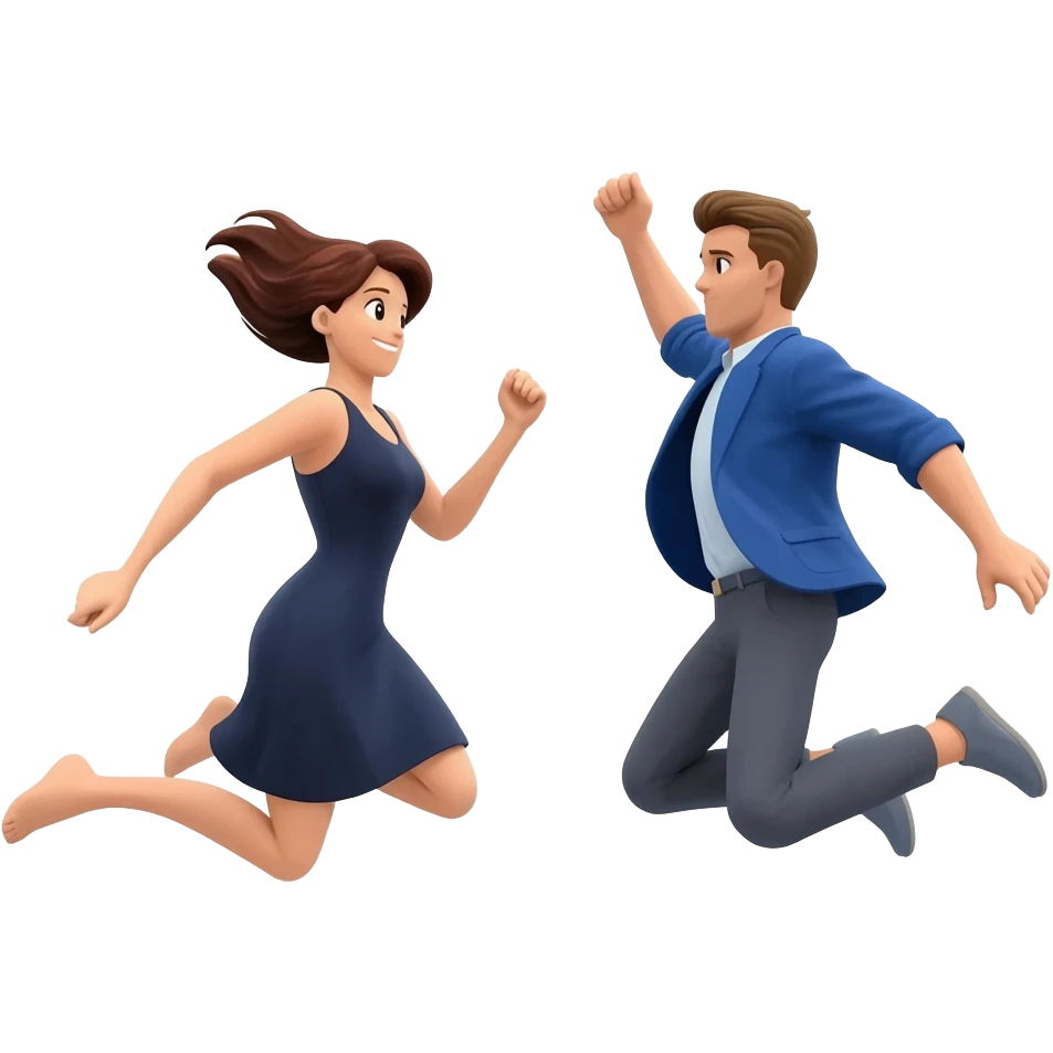 Man and woman jumping off building emoji