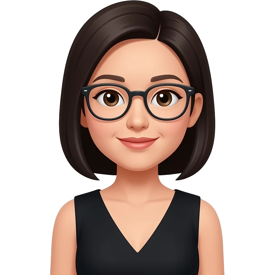 asian woman man in Black dress and Glass emoji