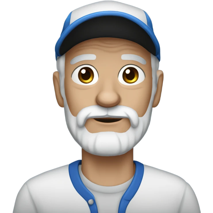 Blue eyed Old man with goatee beard ball cap holding black Chihuahua long hair emoji