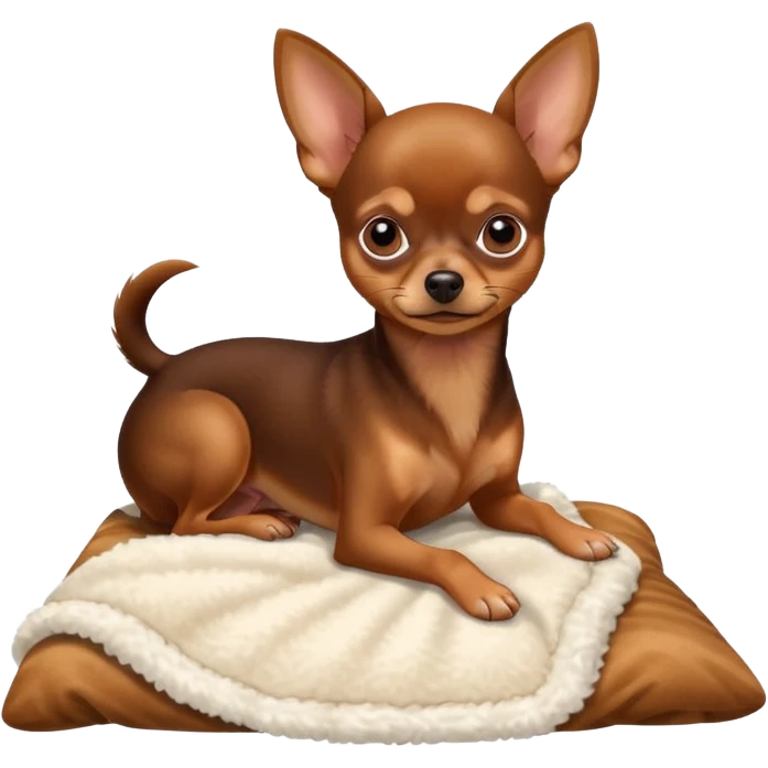 Min-Pin Chihuahua resting on a fluffy blanket, tiny paws visible emoji