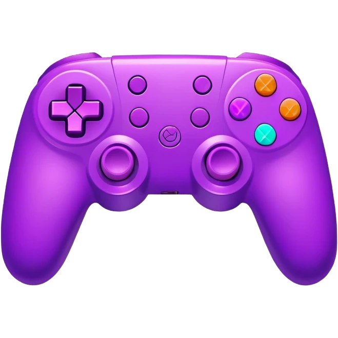 Neon purple gaming controller with dice emoji