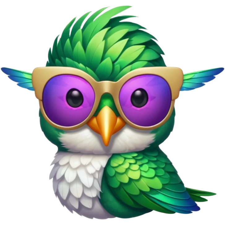 green hummingbird with sunglasses emoji