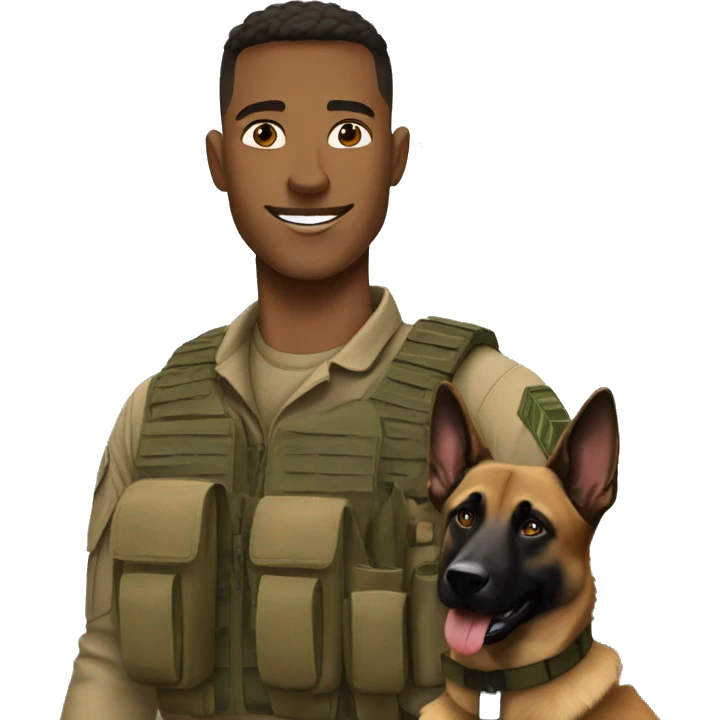 IDF soldier with his Belgian malinois army dog emoji