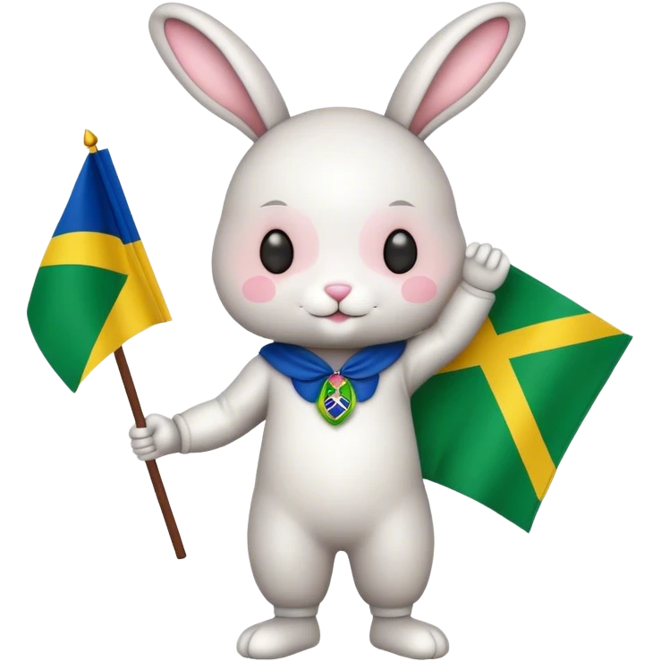 white bunny person with a brazil flag emoji