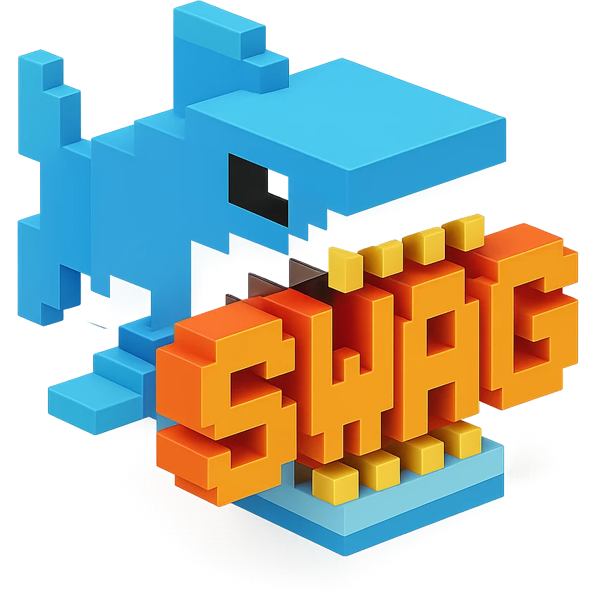 акула в пасти которой надпись SWAG, no background emoji