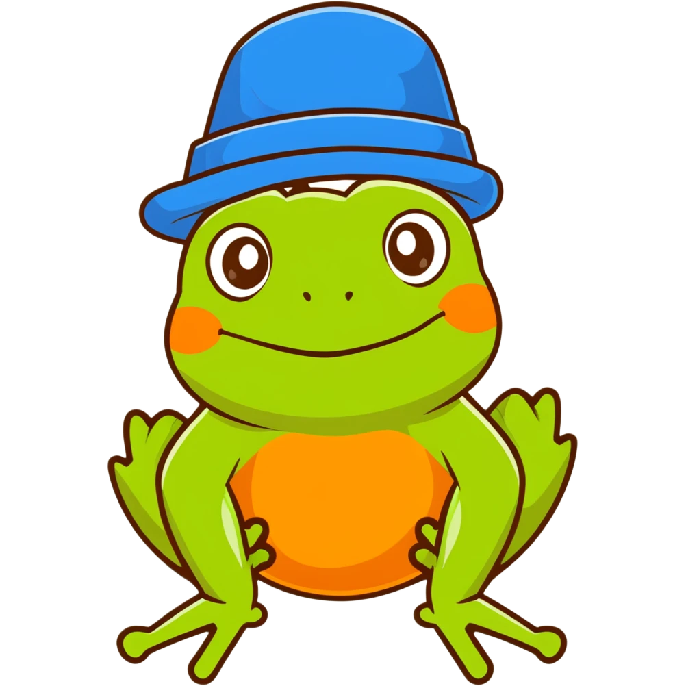 frog wearing a double blue hat emoji