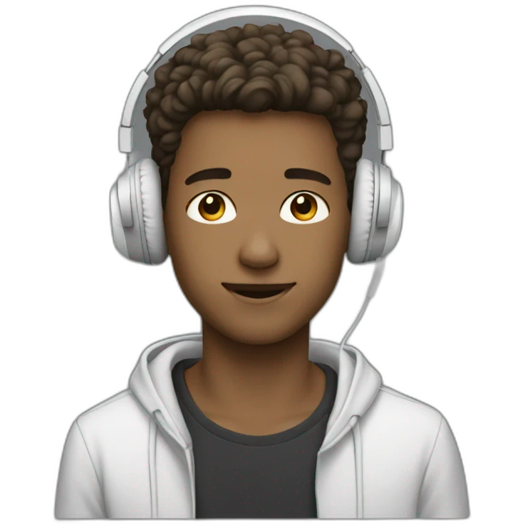 young guy white headphones emoji
