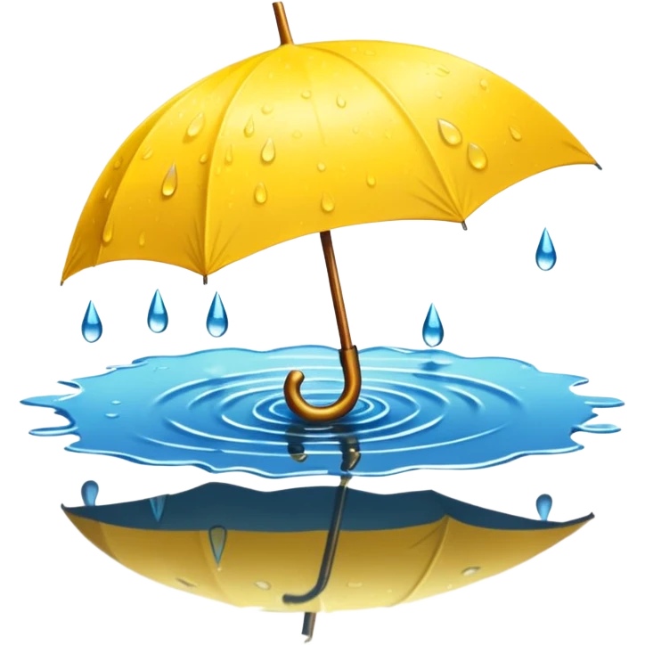 Yellow umbrella in puddle reflection, Lost Umbrella. emoji