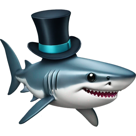 Shark with a top hat emoji