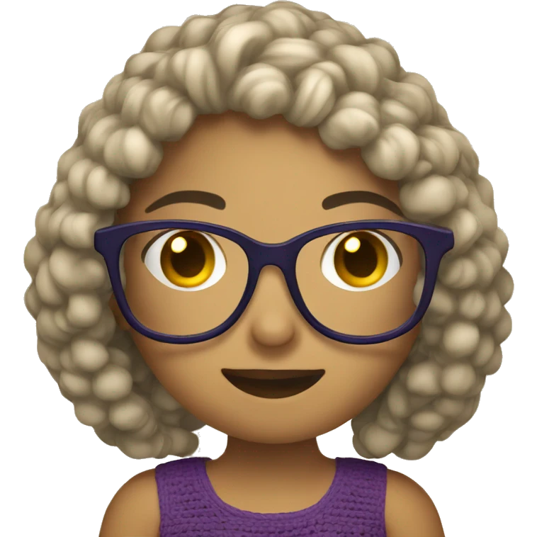 girl crocheing with glasses emoji