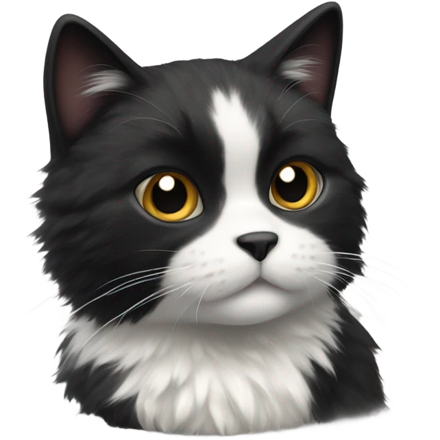 Black and white fluffy cat emoji