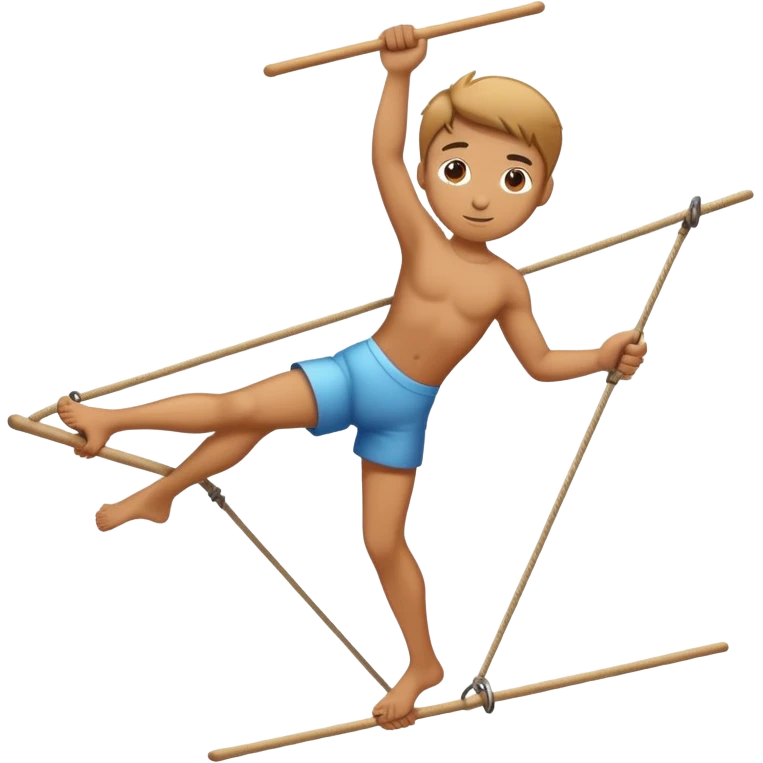 person on tightrope holding horizontal balancing stick
 emoji