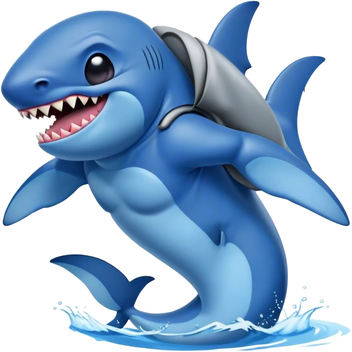 Disney's stitch, riding a great white shark  emoji