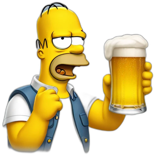 Homer Simpson drinking a beer emoji