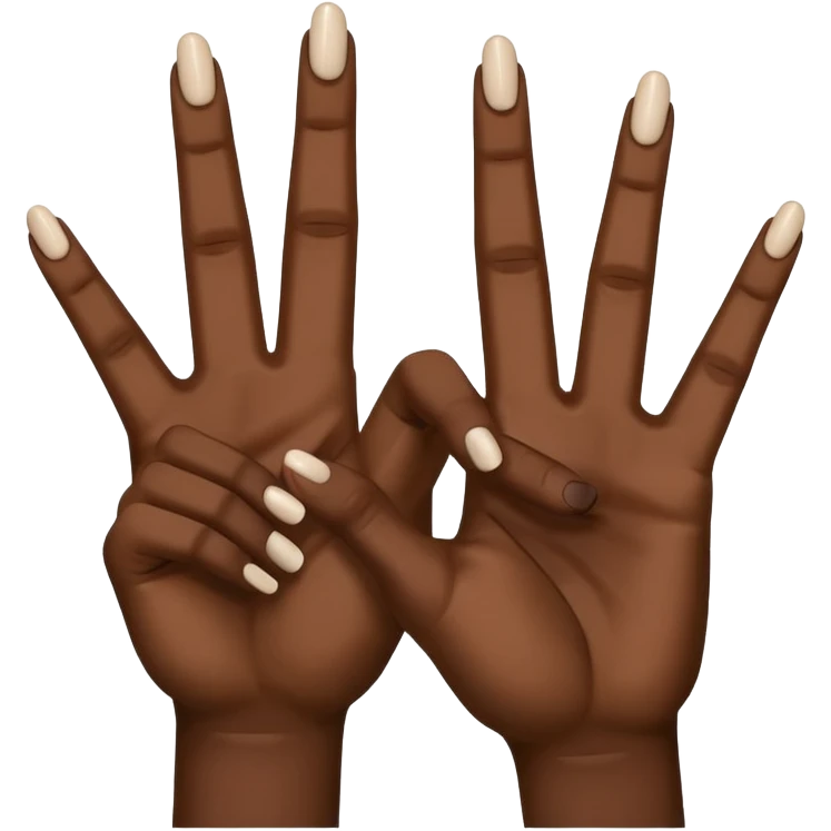 Make the ysl hand sign, but make the hand dark skin, only 4 fingers, with the index and middle finger up and the thumb up, every other finger down. Only 1 hand  emoji