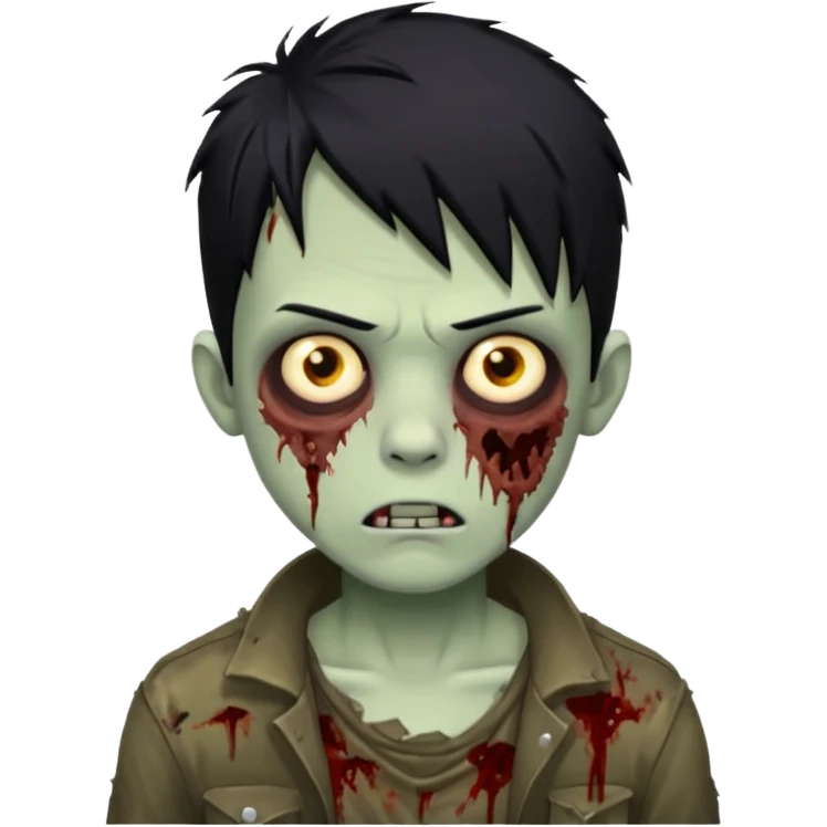Boy zombie with black hair emoji
