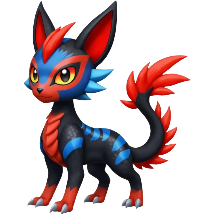 Colorful Cool Badass  Meloetta-Litten-Guilmon-Darkrai-Pokémon-Fakémon-fusion-hybrid-creature emoji