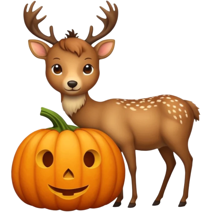 Cozy beige Autumn pumpkin and Deer emoji