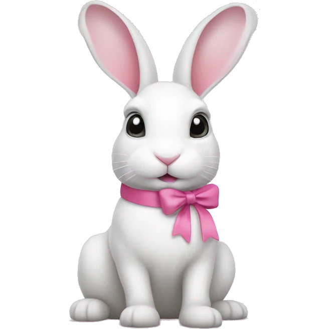 White bunny with pink small bow on ear emoji