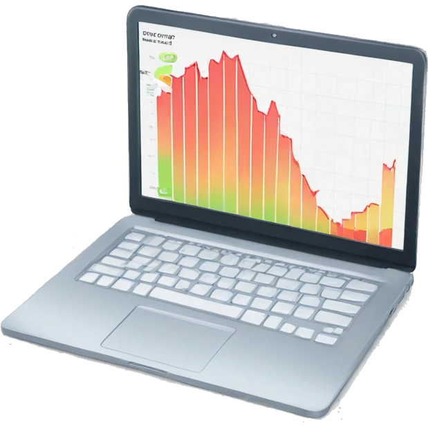 laptop with stock chart on stock market website emoji