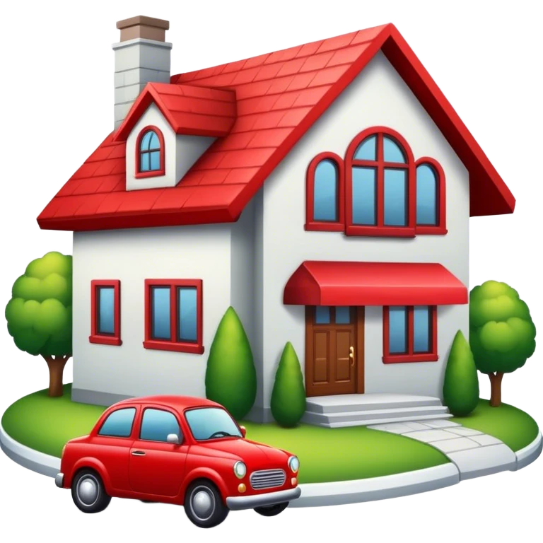 exiting red car entering house emoji