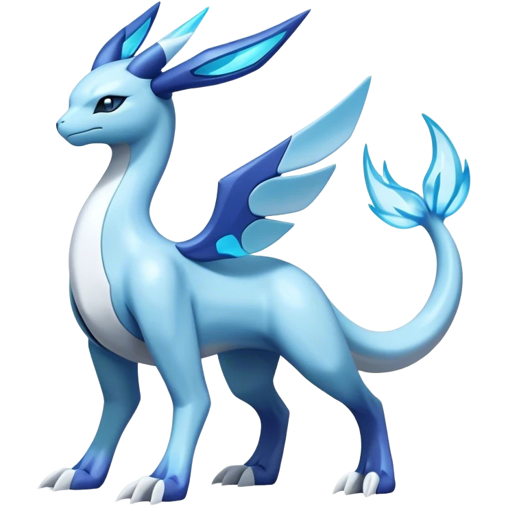 Futuristic Lugia-Suicune-Glaceon-hybrid, full body  emoji