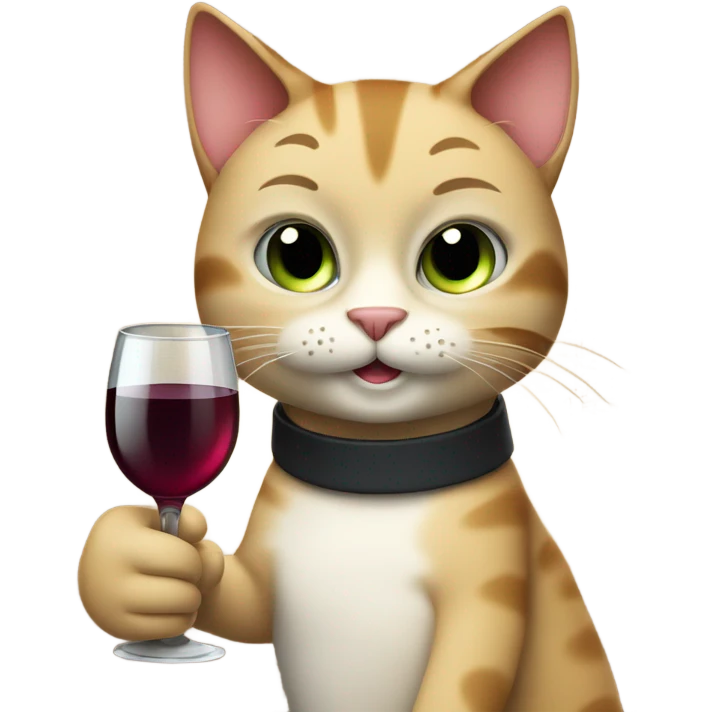 smug looking cat drinking a glass of wine and giving a thumbs up emoji