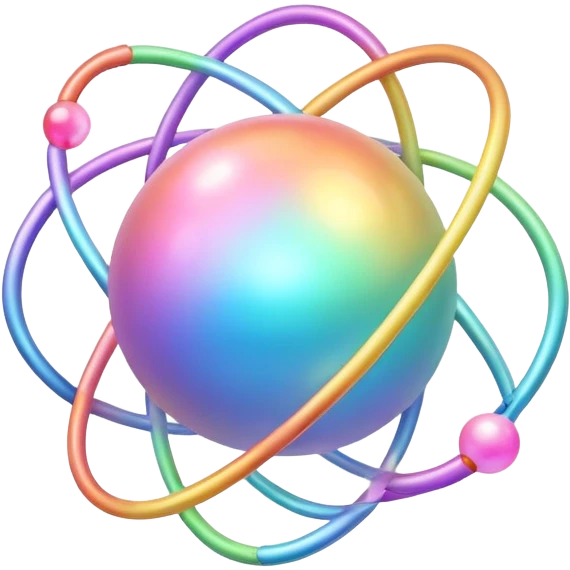 Pastel rainbow atom emoji