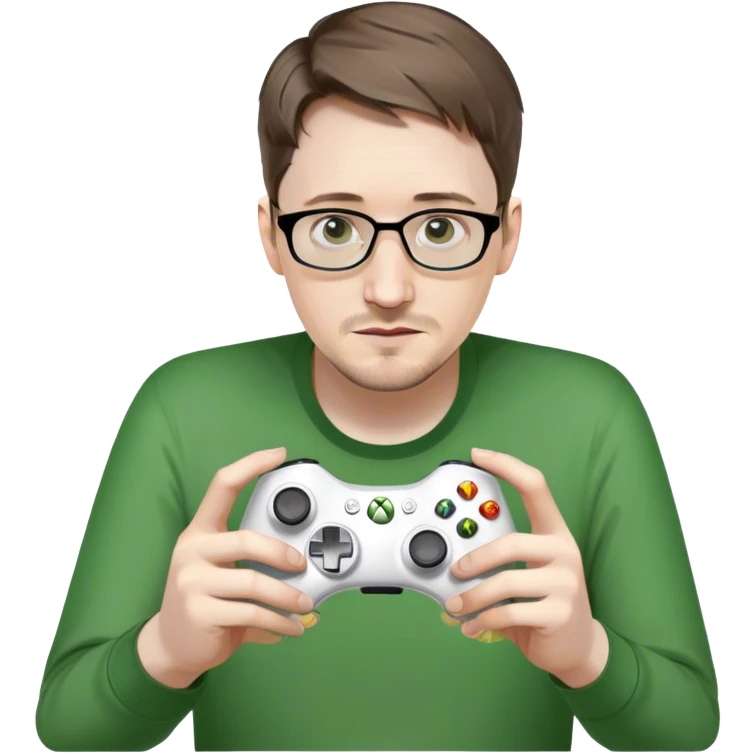 Edward Snowden revealing an Xbox controller in one hand like a playing card emoji