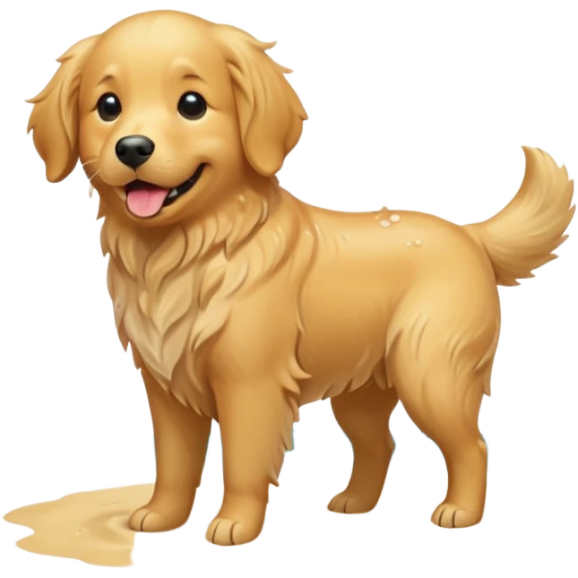 Golden retriever at the beach  emoji