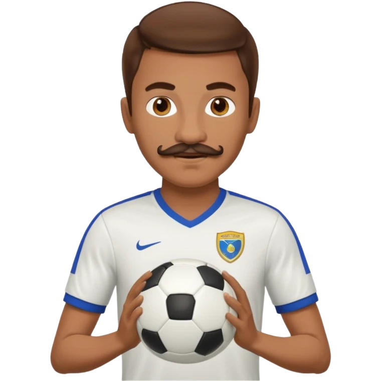 soccer player with mustache holding soccer ball emoji