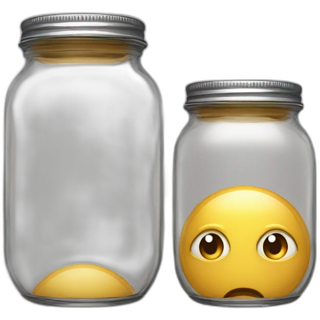 an empty glass jar squeezed +in-between two human legs,-inside,-in-the-jar,-nsfw,-genitals emoji