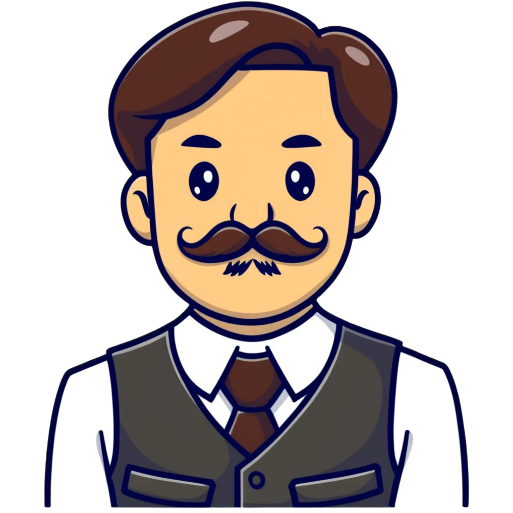 The neighbor character from Hello Neighbor game with mustache and vest emoji