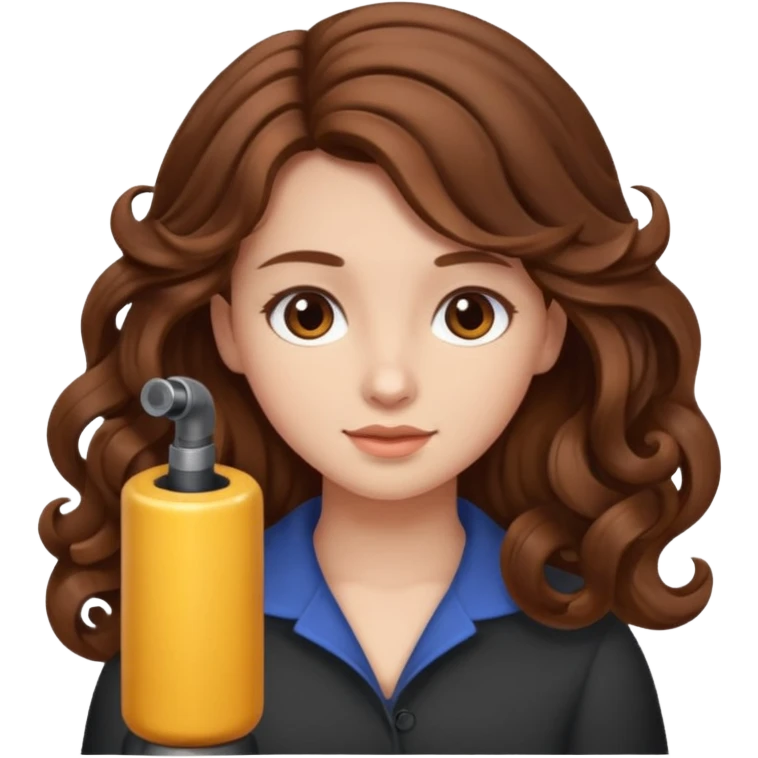 generate a girl with brown hair while curling it longer hair emoji