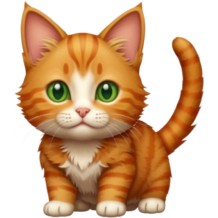A high-resolution photo-realistic digital illustration of a ginger tabby cat kitten, chest upward emoji