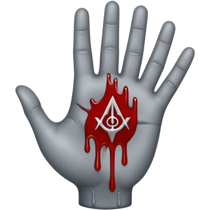 bloody grey hand with an occult symbol on the palm emoji