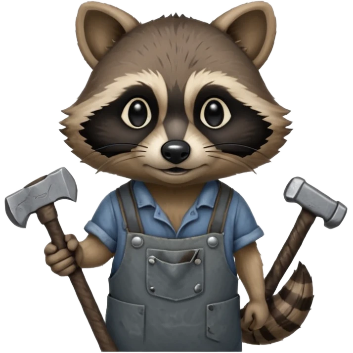 dirty blacksmith racoon holding hammer emoji