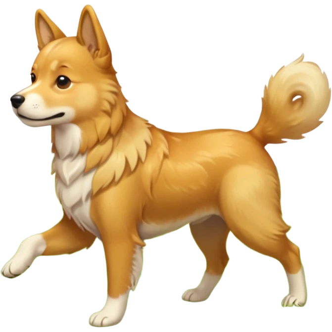 a dog is walking in a clearing emoji