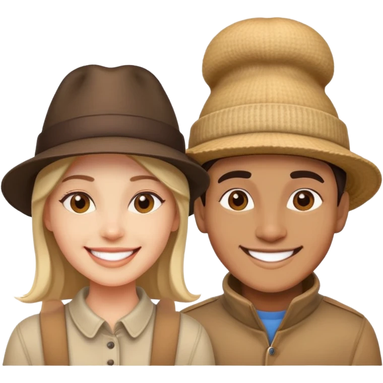two people with different hats, smiling emoji