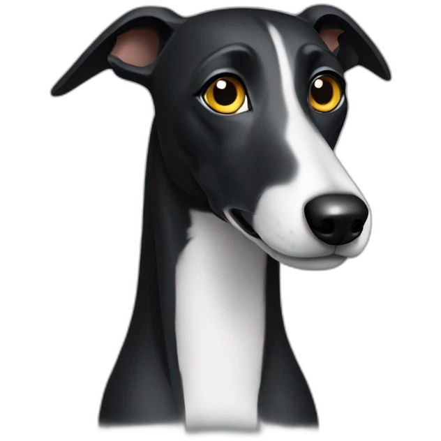 black greyhound with white spot on the chest emoji