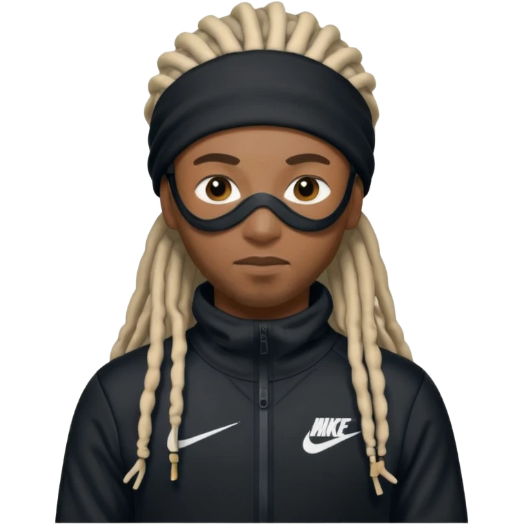 make a black person i nike tech with dreads and ski mask emoji