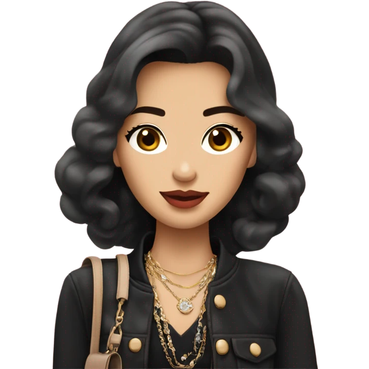 Brunnete Chanel Asian Girl with Birkin bag and Chanel necklace emoji