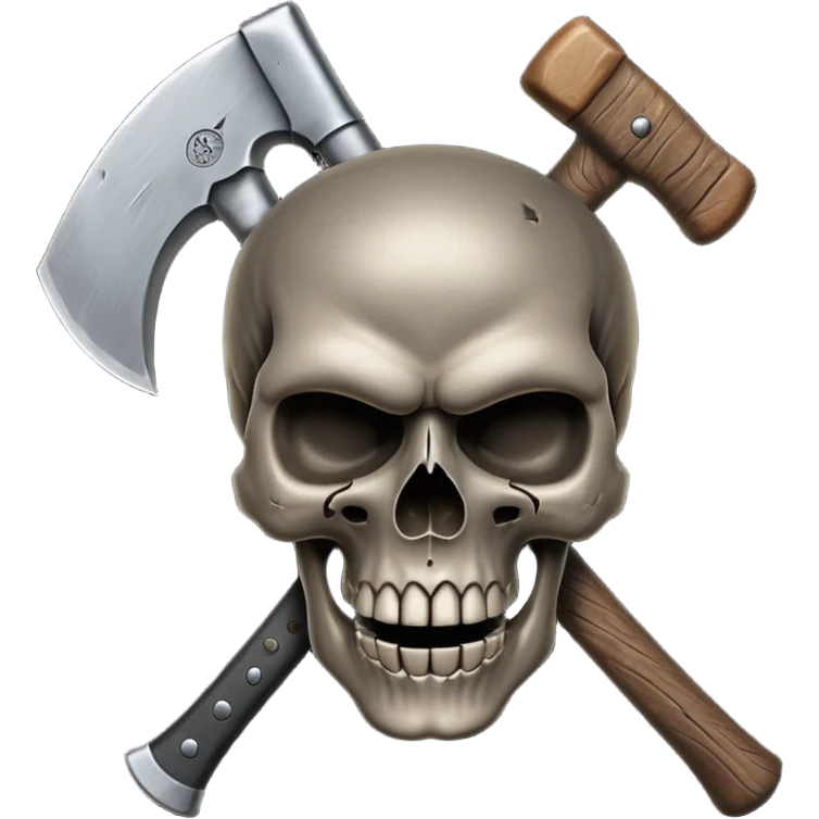 3D skull split down the middle by an axe, dark phonk vibe, aggressive attitude emoji