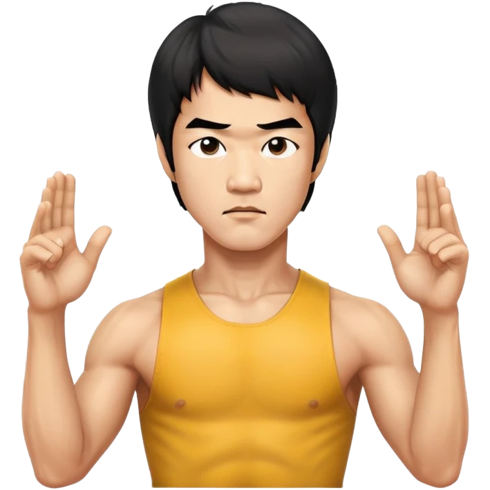 Bruce Lee martial arts legend with serious expression, chest up portrait emoji