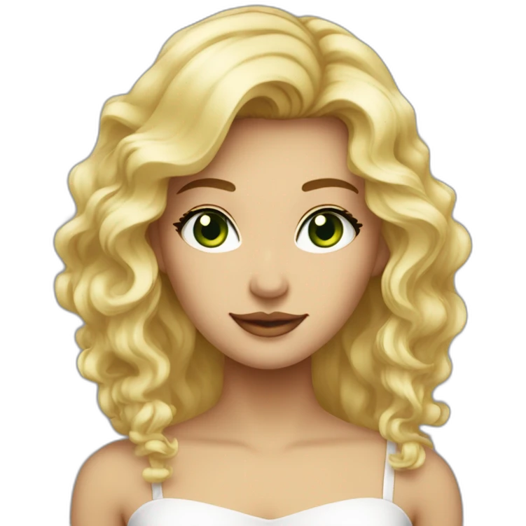 Femme blonde avec les yeux verts cheveux un peux long emoji