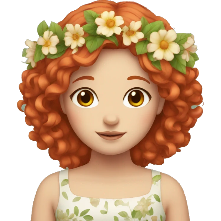 girl with red hair with floral wreath  emoji