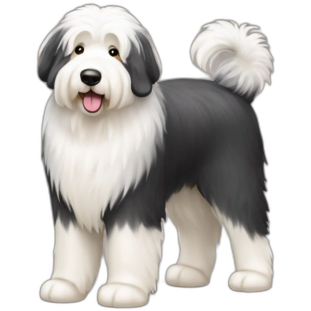 Dog old english sheepdog full-height emoji