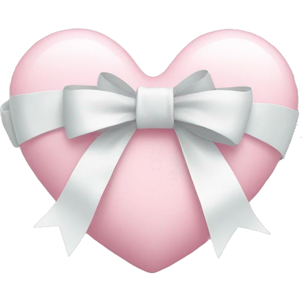 Pastel pink heart with white bow emoji