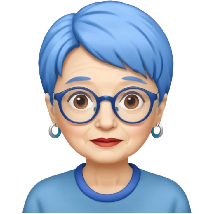 old lady with blue hair, wearing glasses  emoji