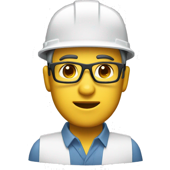 Ingeniero con cascos, lentes de seguridad, skin tone white emoji